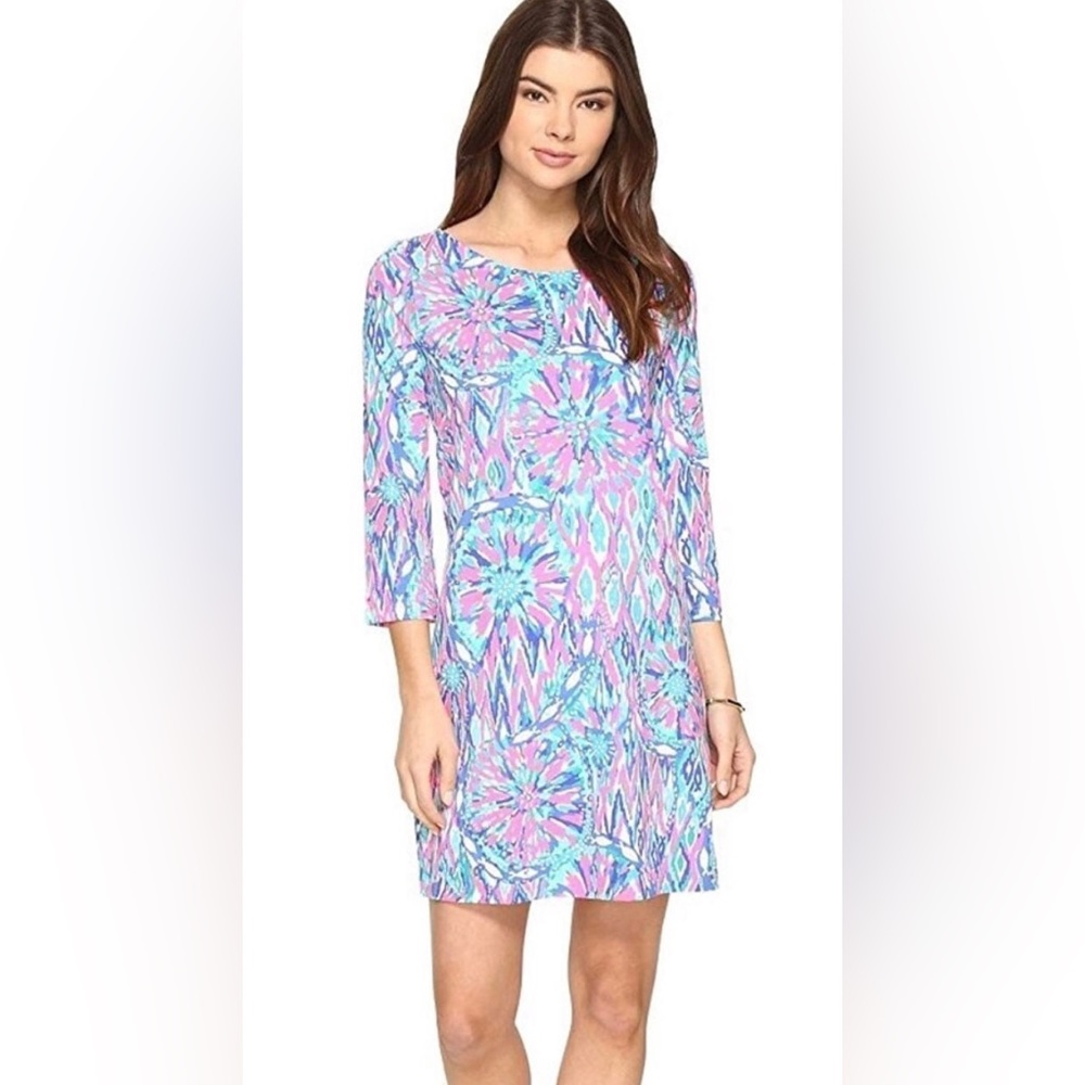 Lilly Pulitzer Bay Dress Tiki Pink Shake It Up Mini Shift